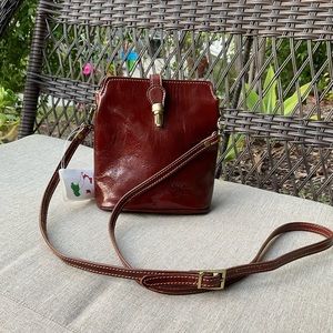 Authentic Vintage Marco Firenze Crossbody Purse Leather Made in Italy Brand New